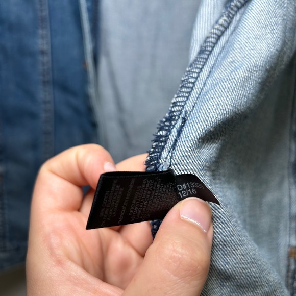 Express Jean Denim Jacket Women's Large Floral Distressed Embroidered Boho - Picture 6 of 7